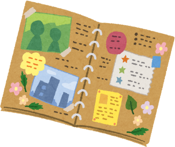 Hand-Drawn Scrapbook Illustration with Memories